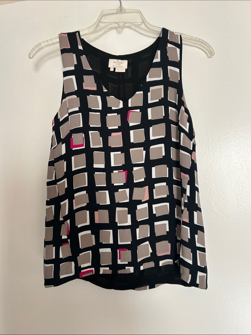 kate spade Black Geometric Sleeveless Camisole with Pink Highlights